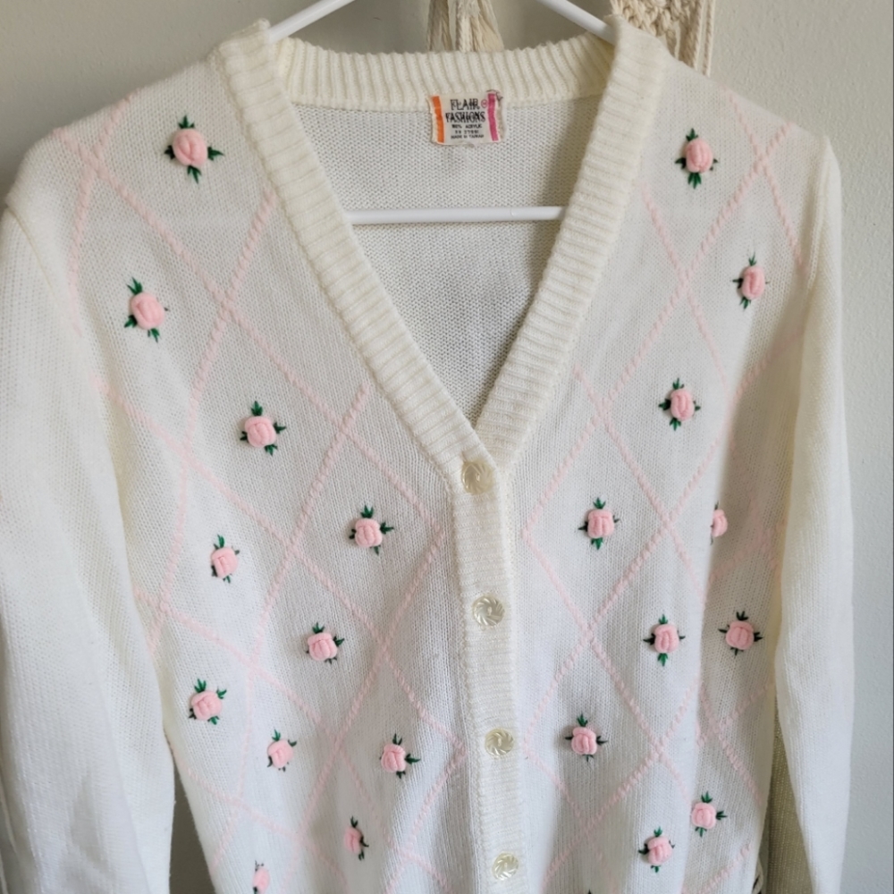 Vintage Rose Knit Cardigan